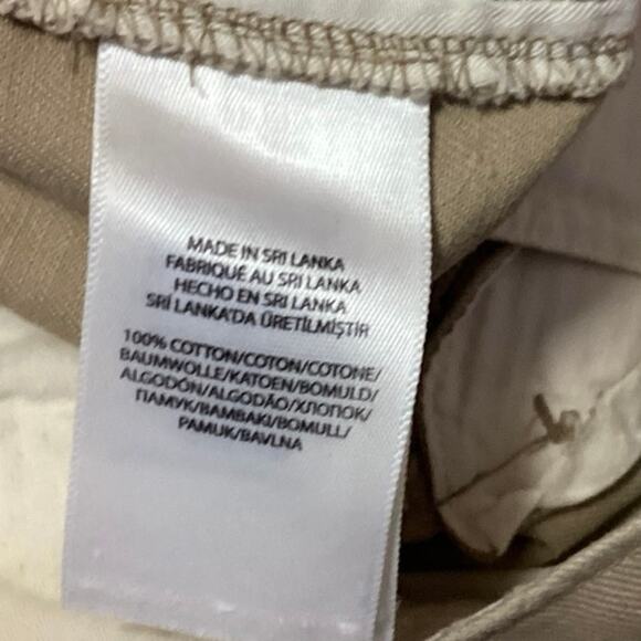 POLO Ralph Lauren Beige Straight Leg Frayed Raw Hem Cropped Trouser Pants Sz 0 - Picture 6 of 6